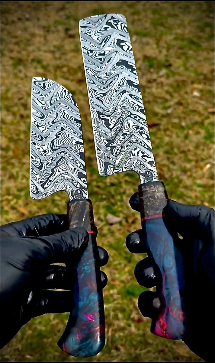 Damascus Kitchen Pair, Galaxy Resin
